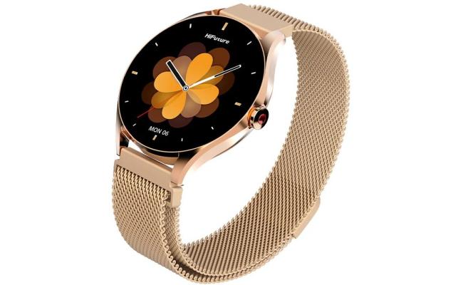 HiFuture Aura 2 Woman Bluetooth 5.3 Smart Watch, 1.32" Amoled display, IP68 Waterproof, 270mAh battery, provides up to 7 days, over 100 sports modes, Heart rate & Sleep Monitoring - Rose Gold